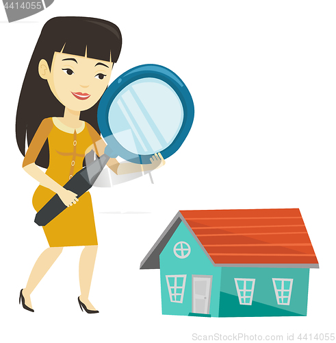 Image of Woman looking for house vector illustration.