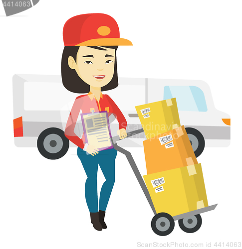 Image of Delivery courier with cardboard boxes.