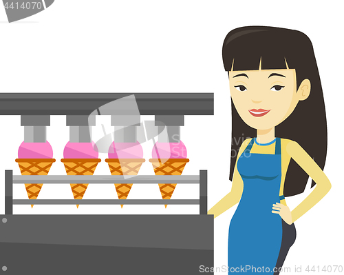 Image of Worker of factory producing ice-cream.