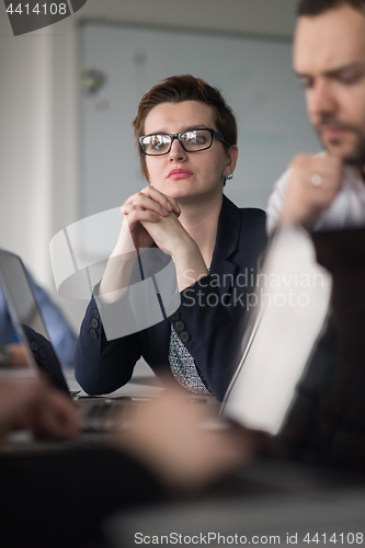 Image of Business Team At A Meeting at modern office building