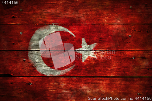Image of flag of turkey on wood
