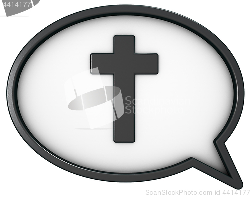Image of christian cross and speech bubble