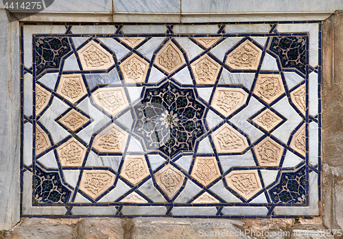 Image of Old Eastern mosaic on a wall, Uzbekistan