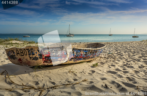 Image of Yachts moored offshore Port Stephens Australia