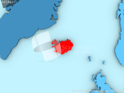 Image of Iceland on 3D map