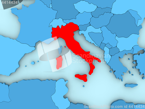 Image of Italy on 3D map