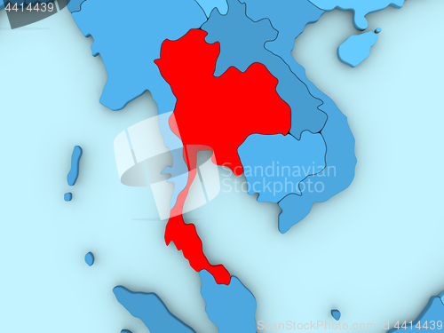Image of Thailand on 3D map