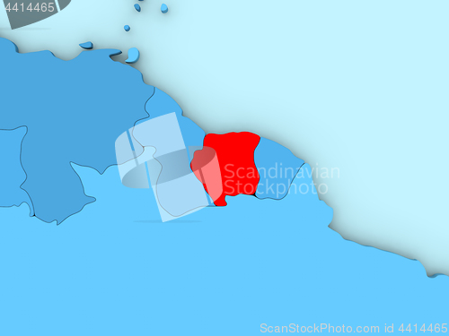 Image of Suriname on 3D map