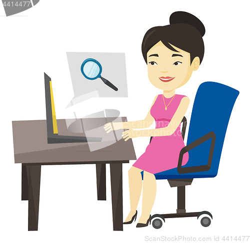 Image of Business woman searching information on internet.