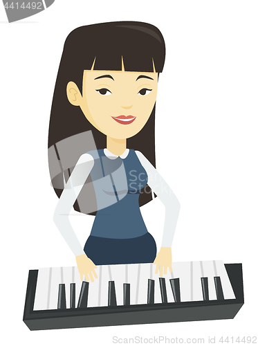 Image of Woman playing piano vector illustration.