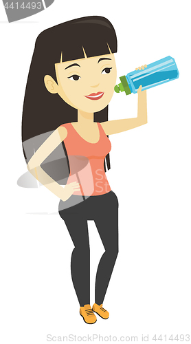 Image of Sportive woman drinking water vector illustration.