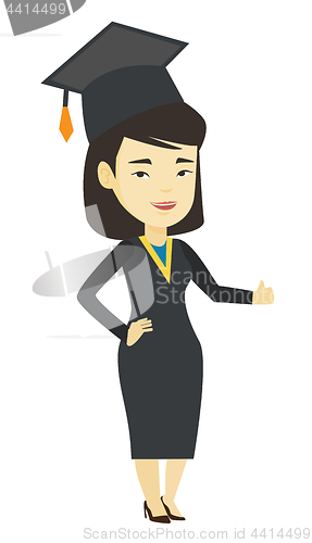 Image of Graduate giving thumb up vector illustration.