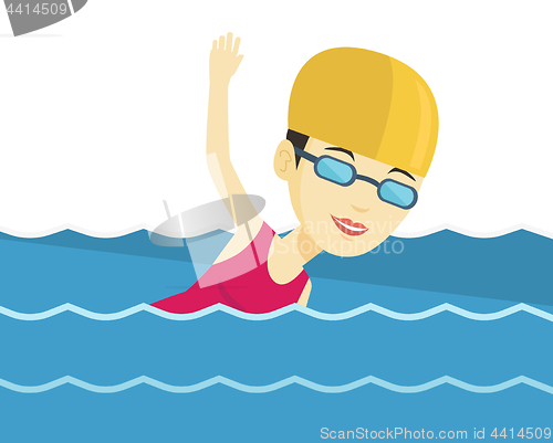 Image of Woman swimming vector illustration.