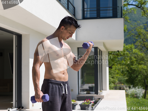 Image of man doing morning exercises