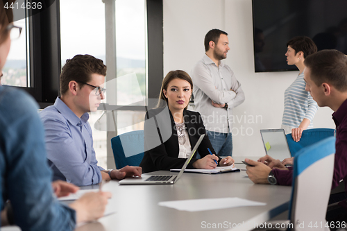 Image of Business Team At A Meeting at modern office building