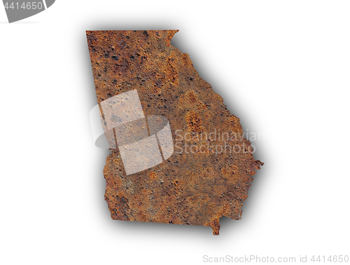 Image of Map of Georgia on rusty metal