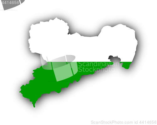 Image of Map and flag of Saxony