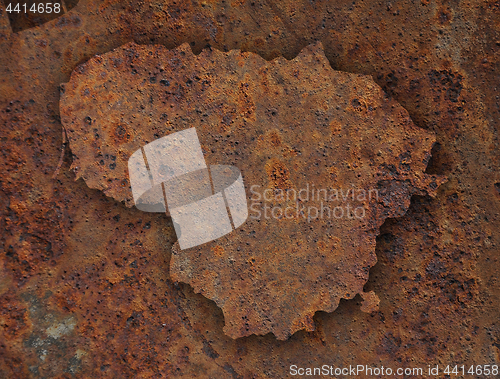 Image of Map of Lithuania on rusty metal