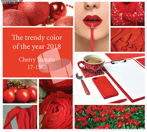 Image of Trendy color concept. Set with red color