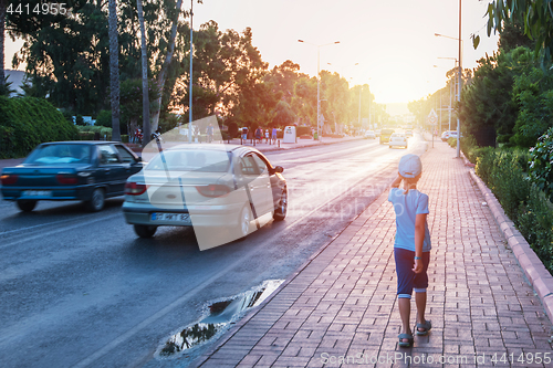 Image of Kid boy walking