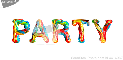 Image of Colorful 3d text party.