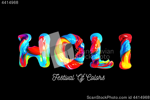 Image of Colorful 3d text holi. Holiday of colors in India