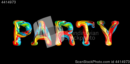 Image of Colorful 3d text party.