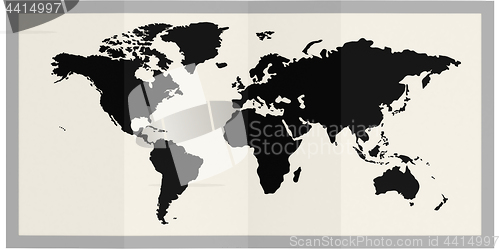 Image of World map in frame isolated