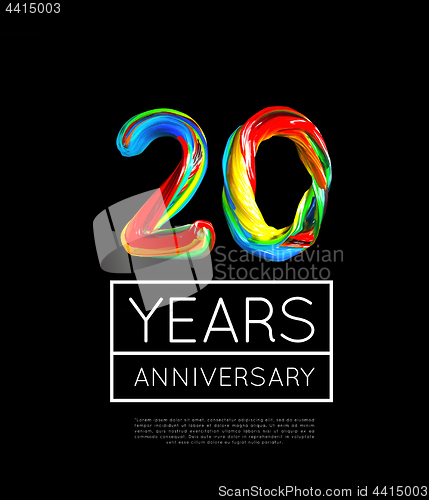 Image of 20th Anniversary, congratulation for company or person on black background