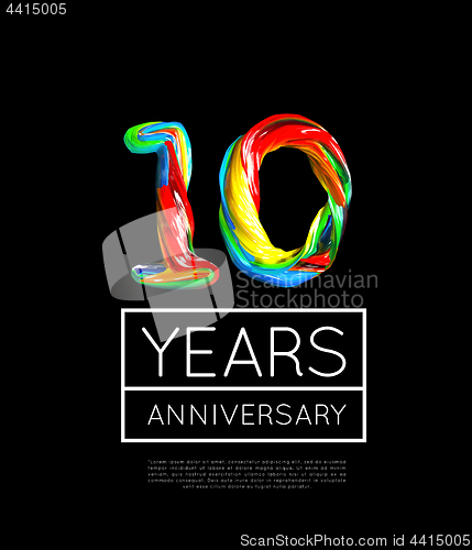 Image of 10th Anniversary, congratulation for company or person on black background