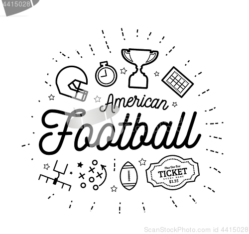 Image of American football. Vector illustration in the style of thin line