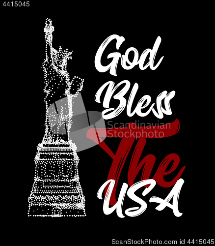 Image of God Bless The USA text with The Statue of Liberty