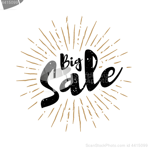 Image of Big sale lettering with sunbursts vector background