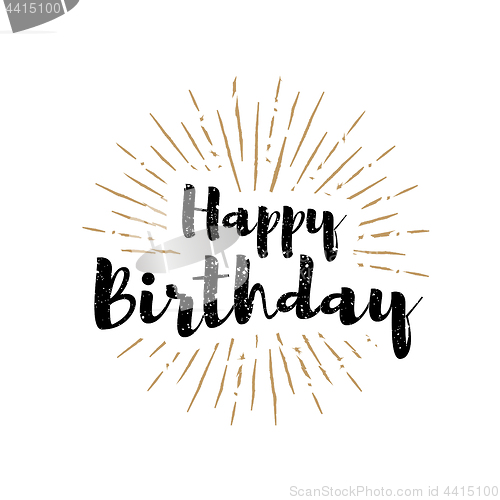 Image of Happy birthday lettering with sunbursts background