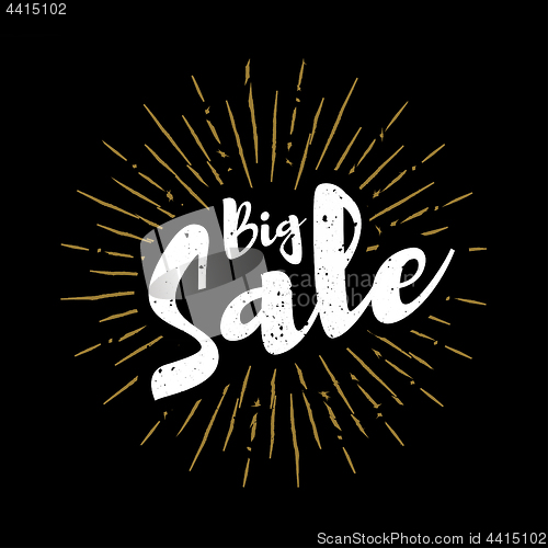 Image of Big sale lettering with sunbursts vector background