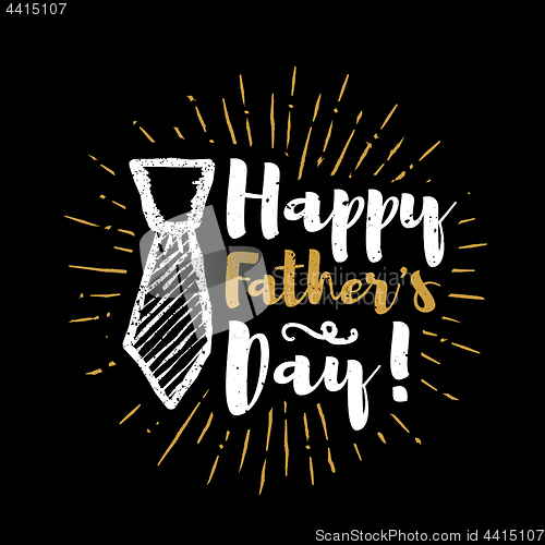 Image of Happy father\'s day lettering with sunbursts background. Vector illustration