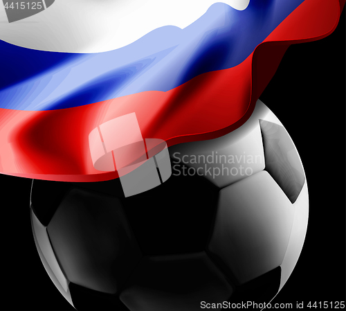 Image of World Championship Football 2018 Background Soccer Russia with flag and football ball. Vector illustration