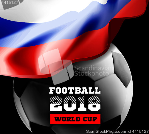 Image of World Championship Football 2018 Background Soccer Russia with flag and football ball. Vector illustration