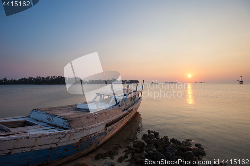 Image of Fishing boat at twilight