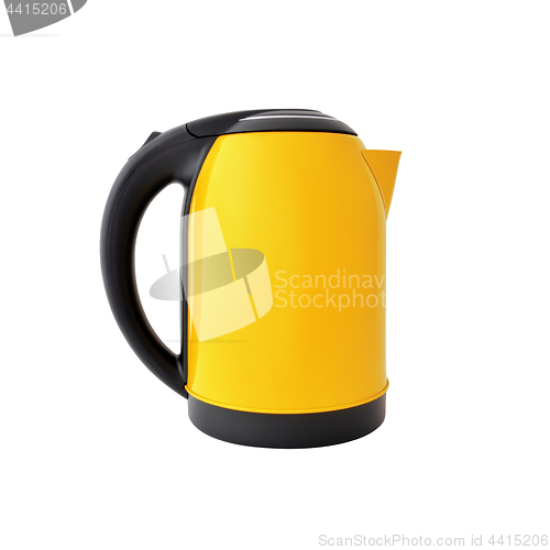 Image of Yellow kettle isolated on white