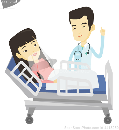 Image of Doctor visiting patient vector illustration.