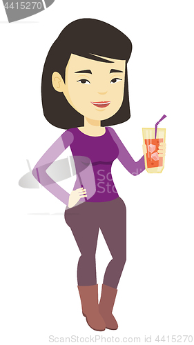 Image of Woman drinking cocktail vector illustration.