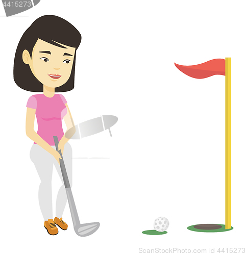 Image of Golfer hitting the ball vector illustration.