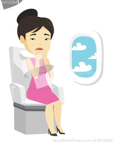 Image of Young woman suffering from fear of flying.