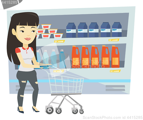 Image of Customer with shopping cart vector illustration.