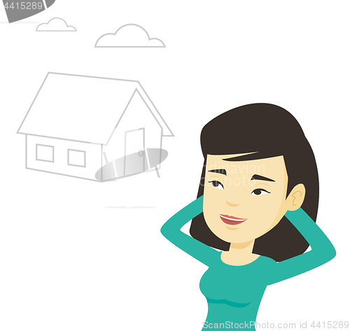 Image of Woman dreaming about buying new house.