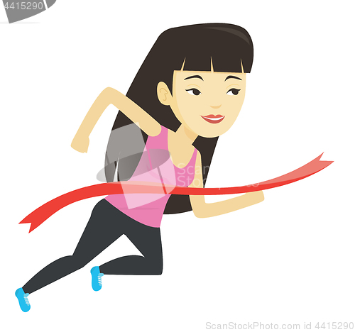 Image of Athlete crossing finish line vector illustration.