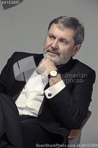 Image of Senior Businessman sitting in chair