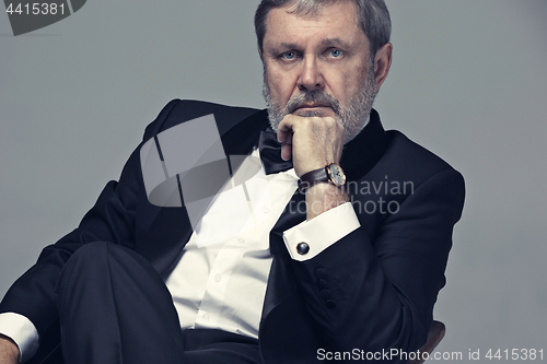 Image of Senior Businessman sitting in chair