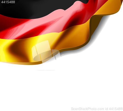 Image of Waving flag of Germany close-up with shadow on white background. Vector illustration with copy space